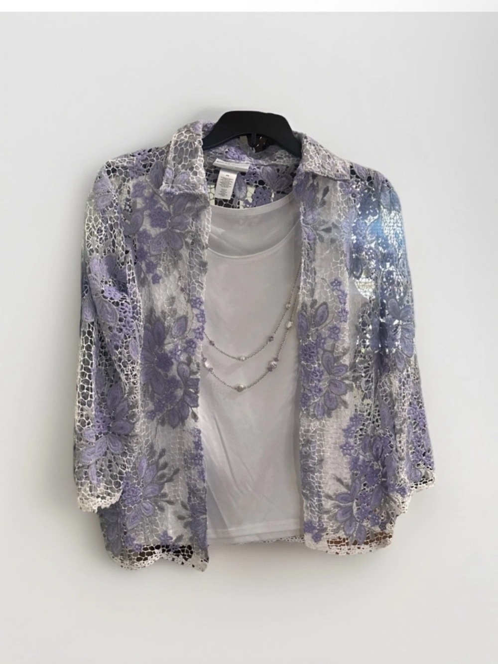 Elegant Floral Lace Fabric - Purple and White